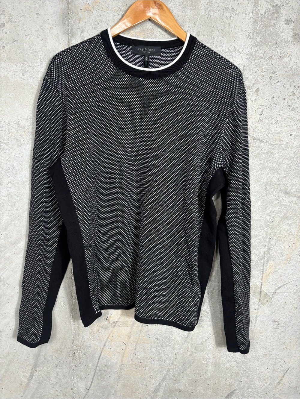 NWT RAG & BONE Mitch Crewneck Sweater Black Mens